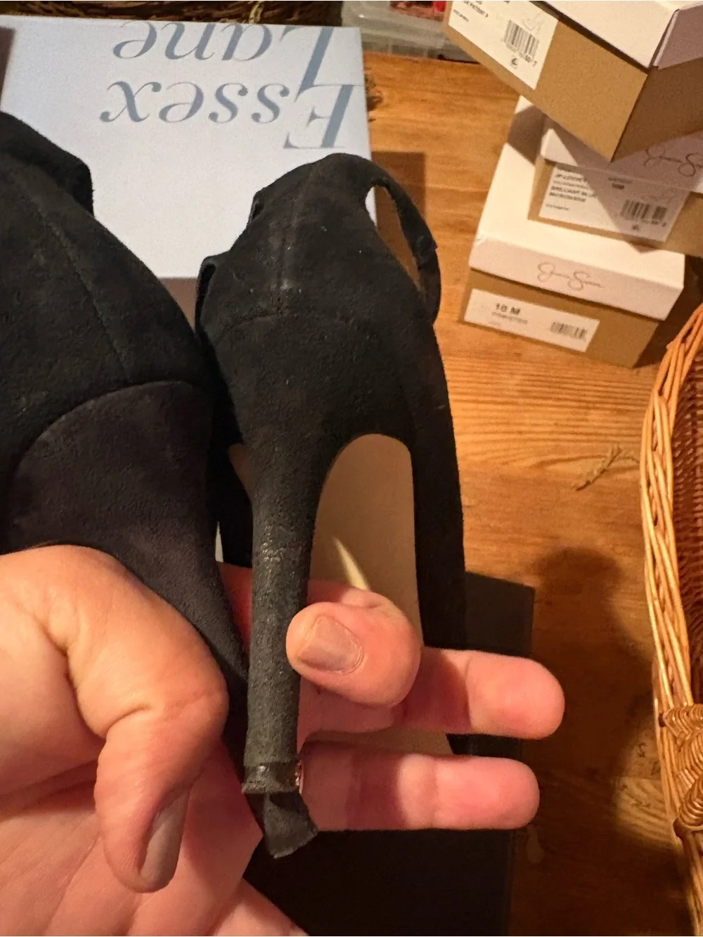 BCBGeneration Black Strappy Suede-Look Heels